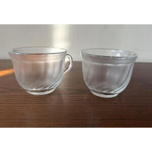 Arcoroc Clearbrook Glass Swirl Vintage - TEA CUPs Set of 2